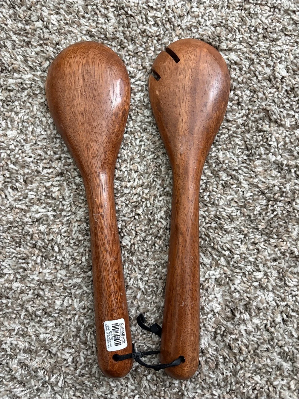 Crate & Barrel Wooden Salad Servers Set